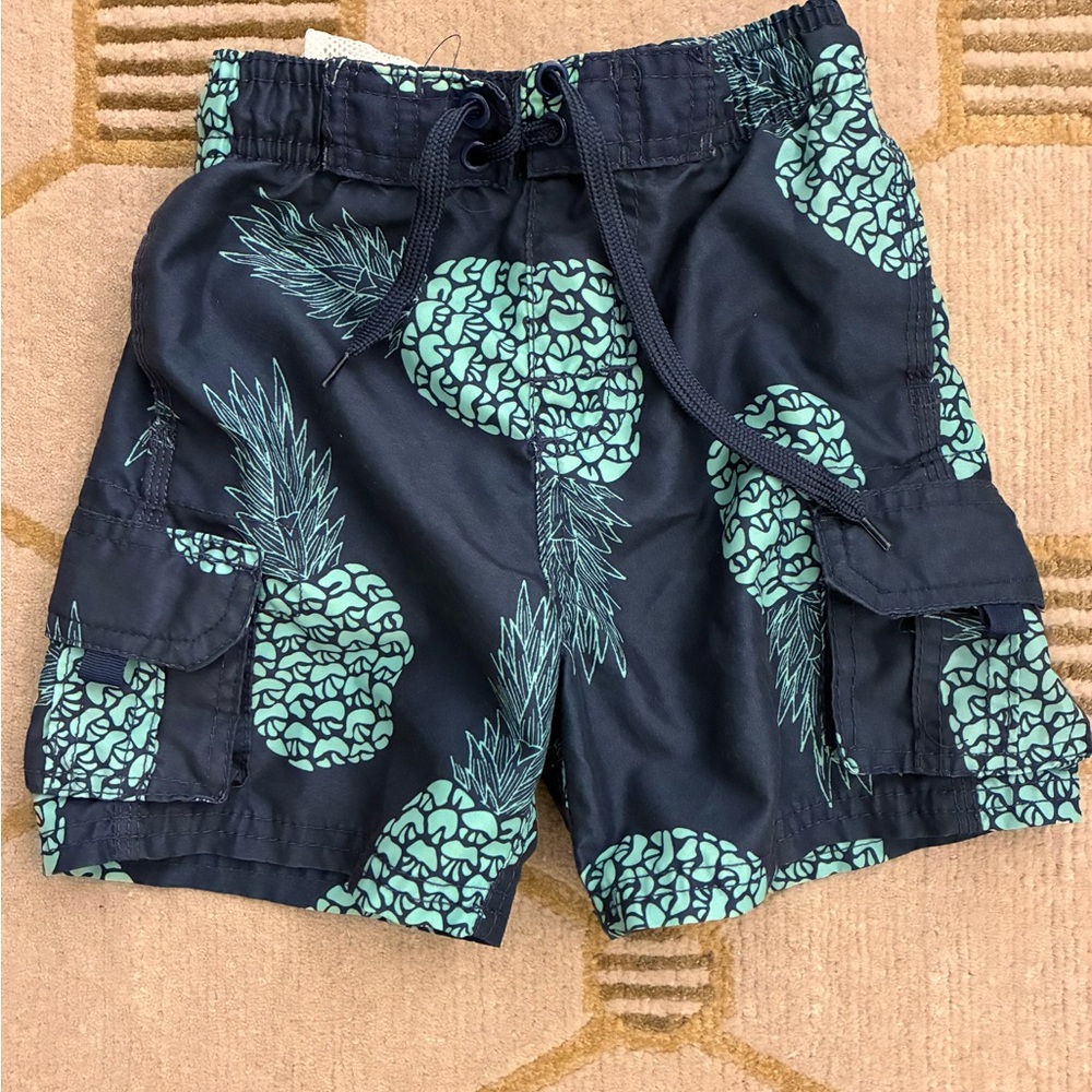 Pineapple Pattern Cargo Swim Trunks 4T